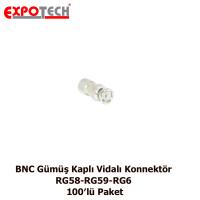 BNC Gümüş Kaplı Vidalı Konnektör RG/58-59-6 100′lü Paket