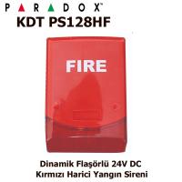Paradox KDT PS-128HF Dinamik Flaşörlü 24V DC Kırmızı Harici Yangın Sireni